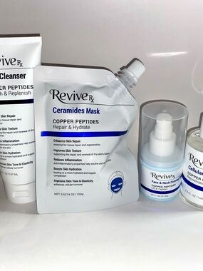 Revive Rx Skin Care Copper Peptides Set Cleanser Serum Mask Firming Cream 4 pcs